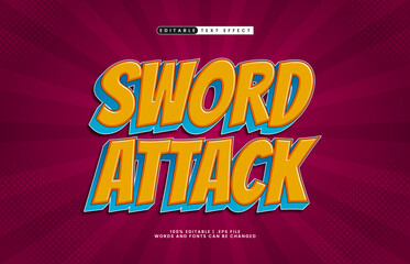 sword attack editable text effect with a game and attack text style