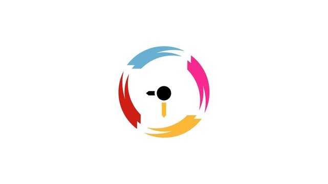 Abstract new analog clock icon animation.