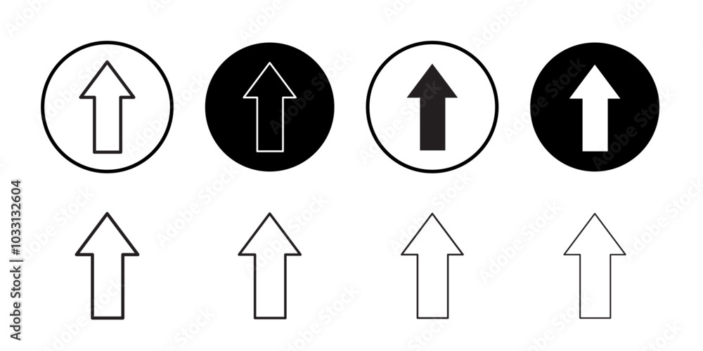Poster arrow up icon isolated flat vector in outline