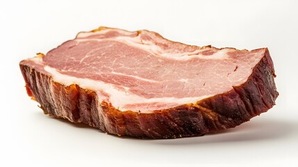 Fototapeta premium fresh ham slice on white background. 