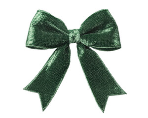 A green ribbon with a bow on it