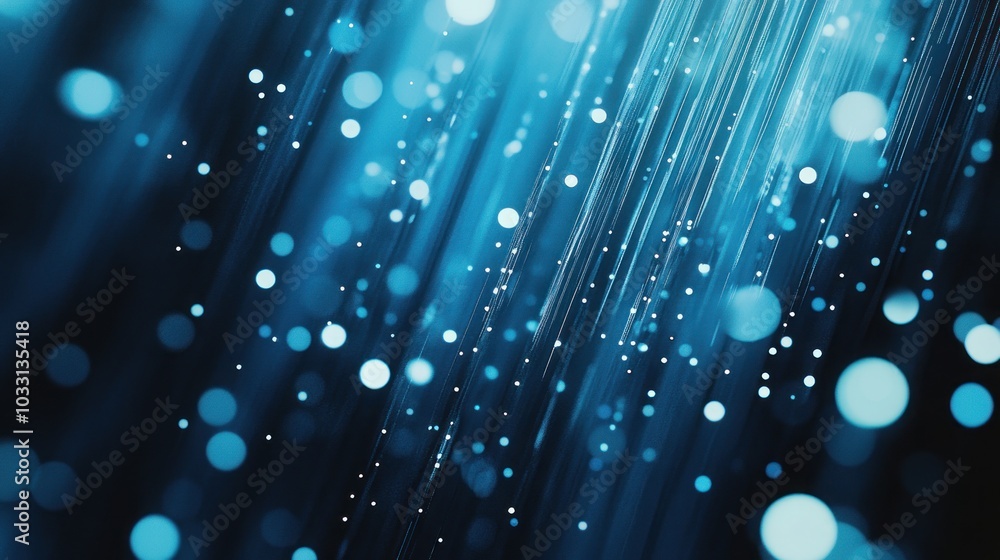 Poster abstract background with blue bokeh lights and diagonal lines on a dark backdrop.