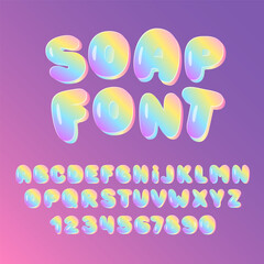 Soap Bubble Font. Inflated Letters and Numbers.