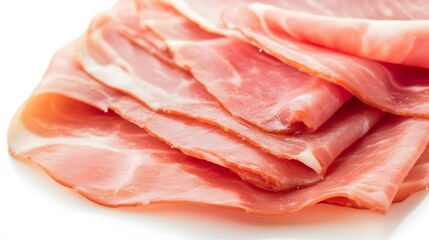 fresh ham slice on white background. 