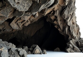 Fototapeta premium Rocky Cave A close up of a rocky cave with a dark mysterious int