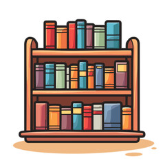 Vector bookshelf icon for home library and education