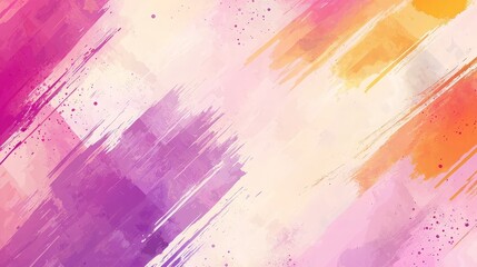 Abstract watercolor background with diagonal brushstrokes in pink, purple, and orange tones.