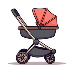 Vector baby stroller illustration, infant transport icon