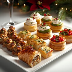 Elegant Holiday Appetizers Platter with Festive Decor