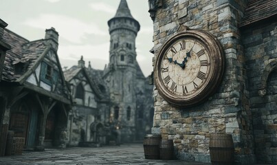 Stone clock tower with a large clock.