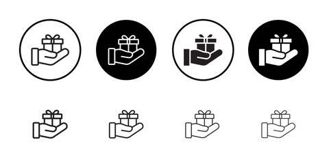 Hand holding box icon Isolated flat vector in outline