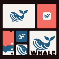 Whale design vector image on white background, vector illustration, Animal Logo, logo set