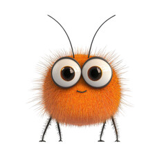 Fototapeta premium Fuzzy orange creature with big eyes, 