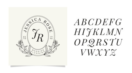 Vintage Aesthetic logo, Feminine letters logo design template - Vector