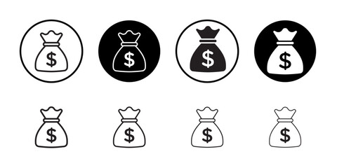 Money bag icon Isolated flat vector in outline
