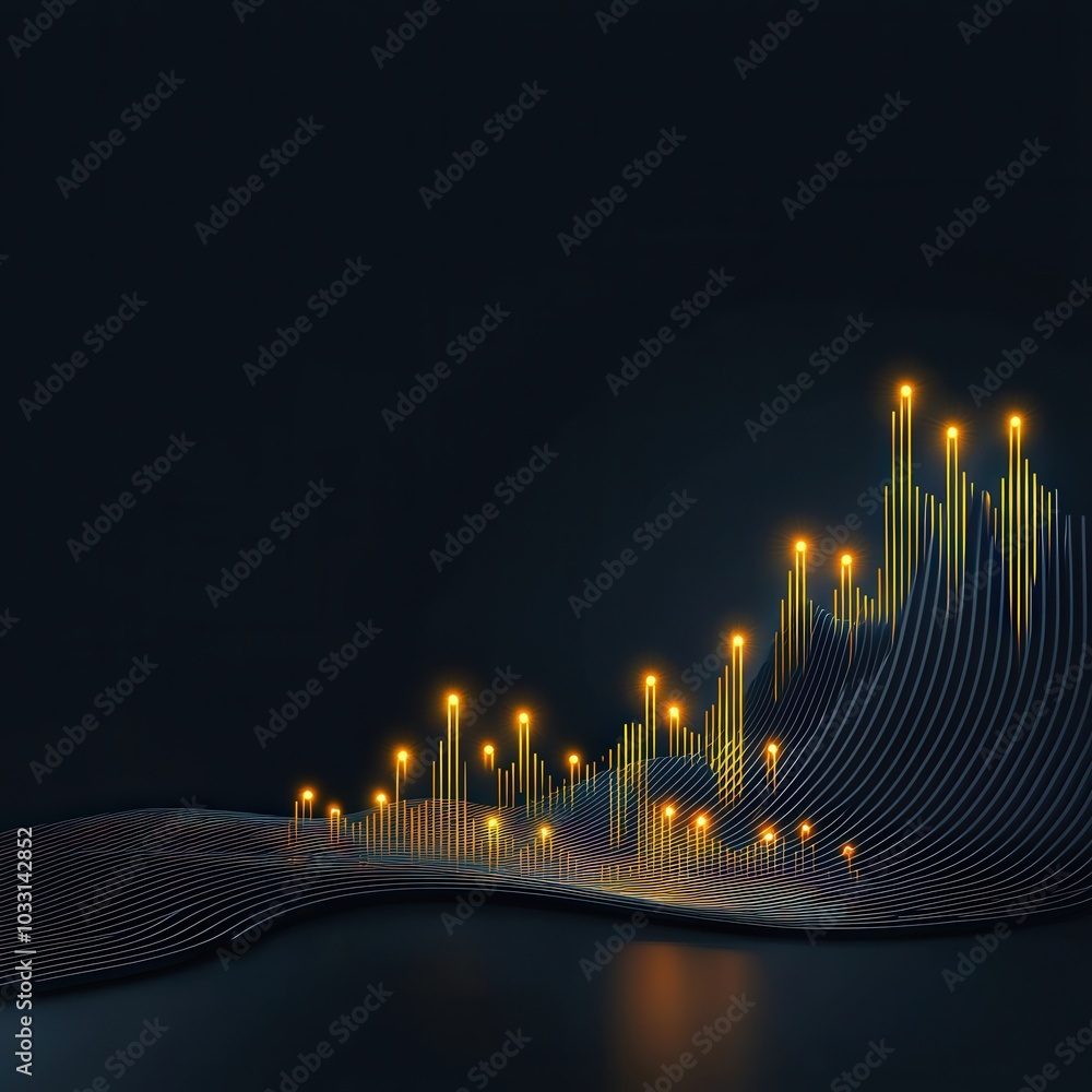 Poster slanted lines of a rising graph symbolizing continuous growth