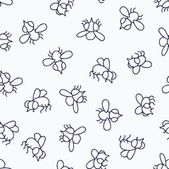 Outline Bunch of Fly Vector Seamless Pattern illustration Design