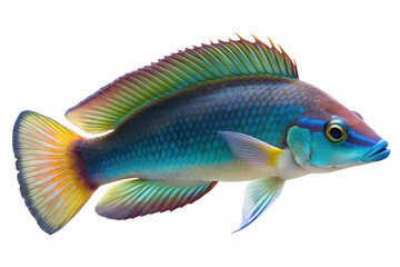 Cleaner wrasse fish isolated on transparent background
