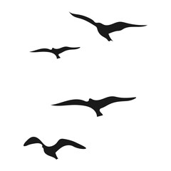 Illustration of a Flock of Birds Flying Silhouette
