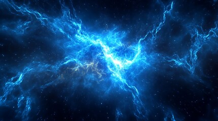 A vibrant cosmic scene showcasing swirling blue energy amidst a starry background, evoking a sense of vastness and mystery in the universe.