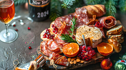 New Year's themed charcuterie board, food photography