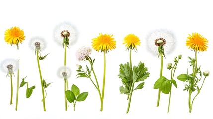 Healing herbs. Dandelion isolated on white background.