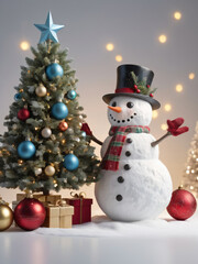 Obraz premium This charming snowman illustration embodies holiday cheer and festivity. 