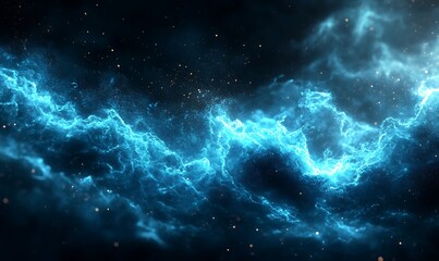 Obraz premium A stunning cosmic scene featuring vibrant blue nebulas and twinkling stars, evoking the beauty of the universe.