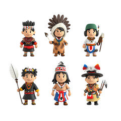 Indigenous characters, white background