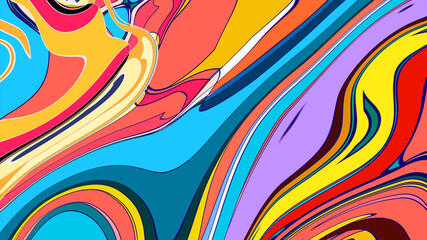 Obraz premium Dynamic Fluid Shapes with Vibrant Colors, Abstract Art Background for Summer Music