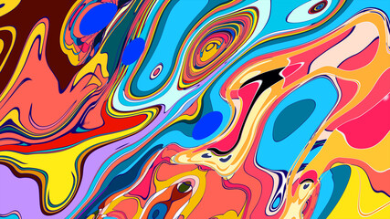 Dynamic Fluid Shapes with Vibrant Colors, Abstract Art Background for Summer Music