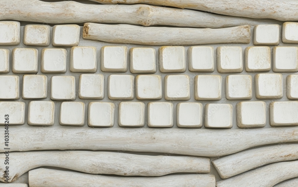 Poster minimalist keyboard and tree trunk fusion in earth tones