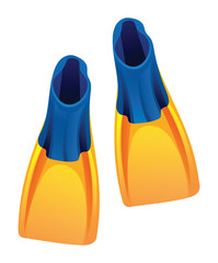 Diving flippers for swimming and snorkeling in water. Vector cartoon illustration