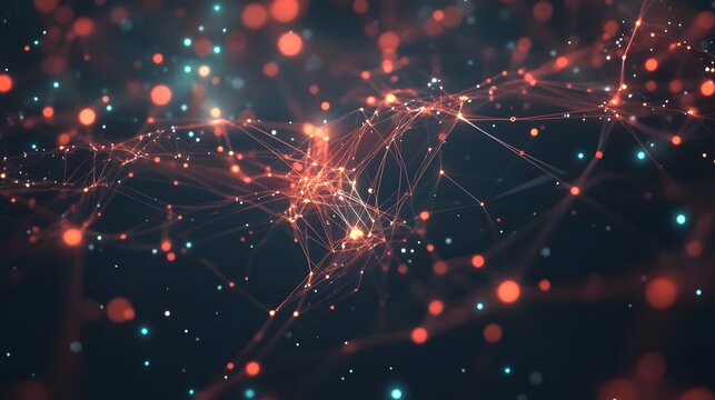 Abstract digital network with glowing nodes and lines