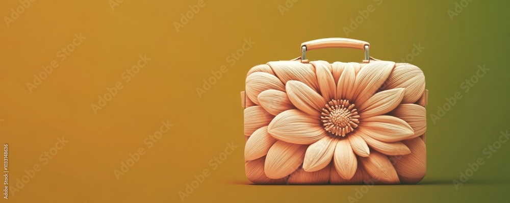 Poster Floral Briefcase Minimalist Art with Petal Design on Gradient Background