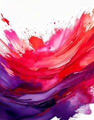 Dynamic abstract watercolor artwork featuring bold red and purple splashes and brushstrokes, creating a sense of motion and energy.