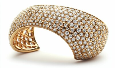 Fototapeta premium Gold bangle studded with diamonds.