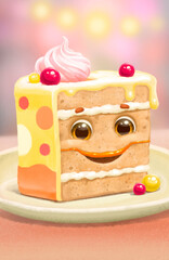 piece of cake with a smiling face