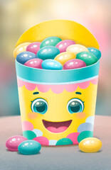 box of chocolates with a smiling face