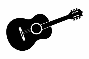 Guitar icon. Acoustic guitar silhouette. Vector	illustration