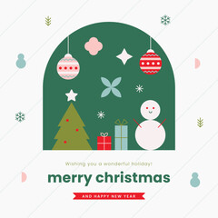 Christmas greeting card with abstract geometric background