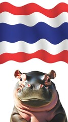 Pygmy Hippopotamus with Thailand Flag Background