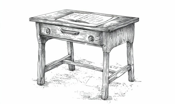 recommend clip art: Wooden table with drawer and book.
