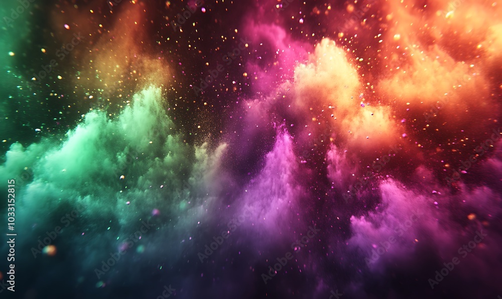 Aufkleber A vibrant display of colorful clouds and particles, creating a mesmerizing cosmic scene filled with dynamic hues and textures.