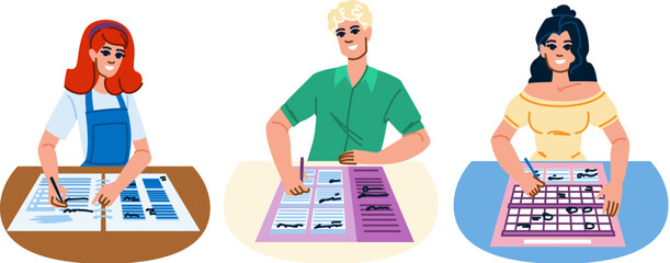 timetable planner schedule vector. diary plan, task event, meeting appointment timetable planner schedule character. people flat cartoon illustration