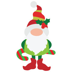 Cute  Christmas gnome vector cartoon illustration
