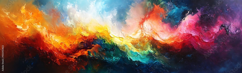 Aufkleber a vibrant, abstract explosion of colors depicting celestial elements, blending warm and cool tones i