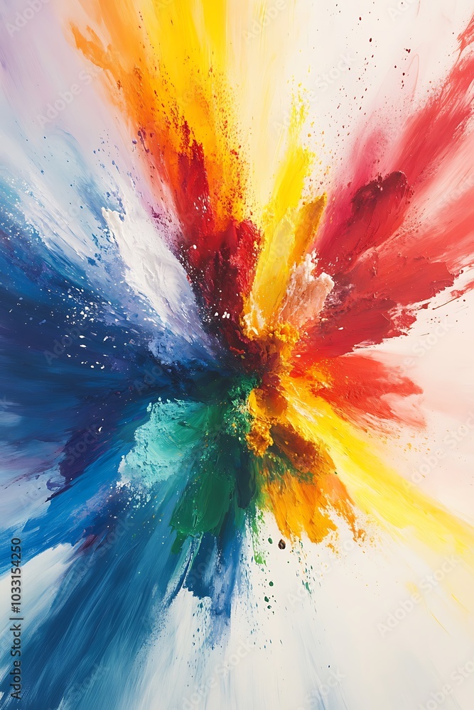 Leinwandbilder a vibrant explosion of colors blending and swirling, creating a dynamic and energetic abstract desig