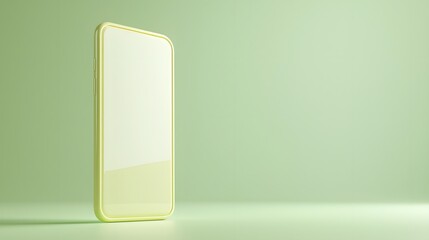 Yellow Smartphone Mockup on Green Background.
