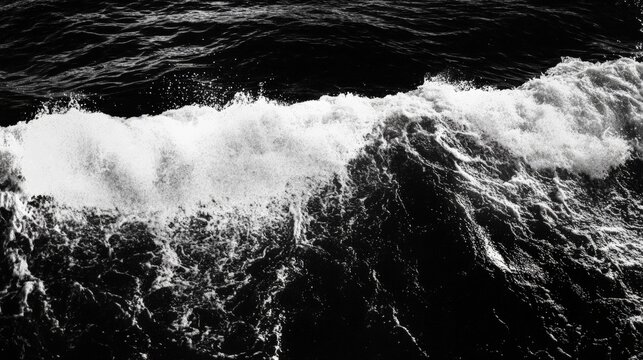 Powerful Waves Crashing Against Rocky Coastline in Black and White